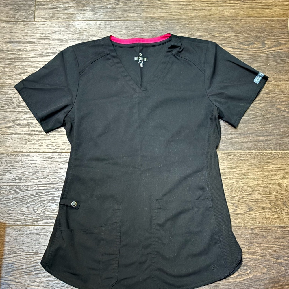 Med Couture Black and Pink V-Neck Women's Top
